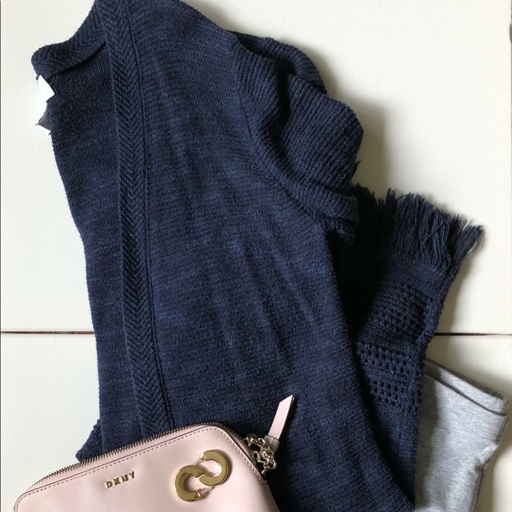 Blue Cardigan with Fringe Detailing at the bottom